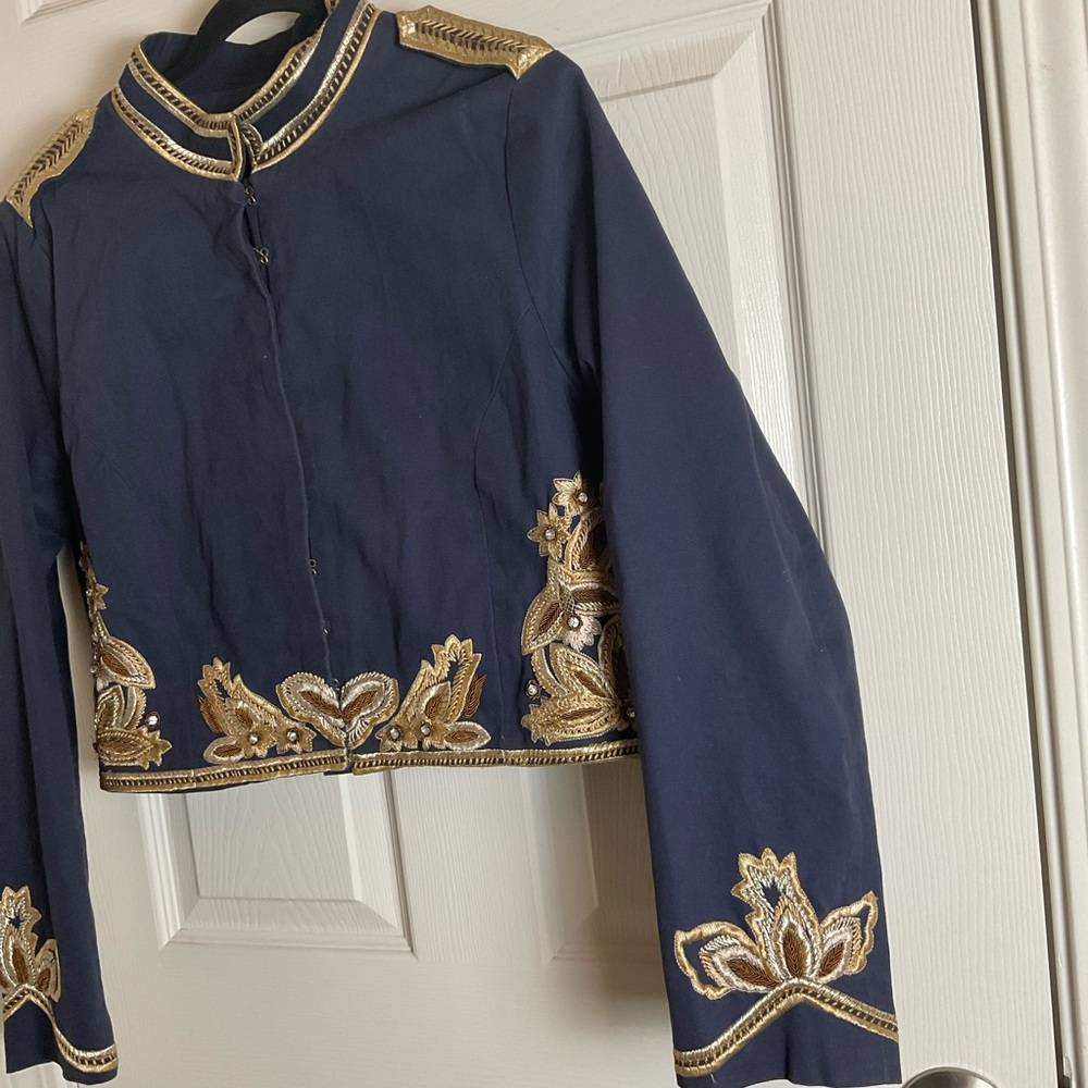 Embroidered Navy Blue Utility Jacket - Picture 5 of 15